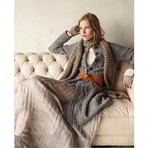 Anthropologie Far Away From Close Long Duster Marled Gray Cardigan S